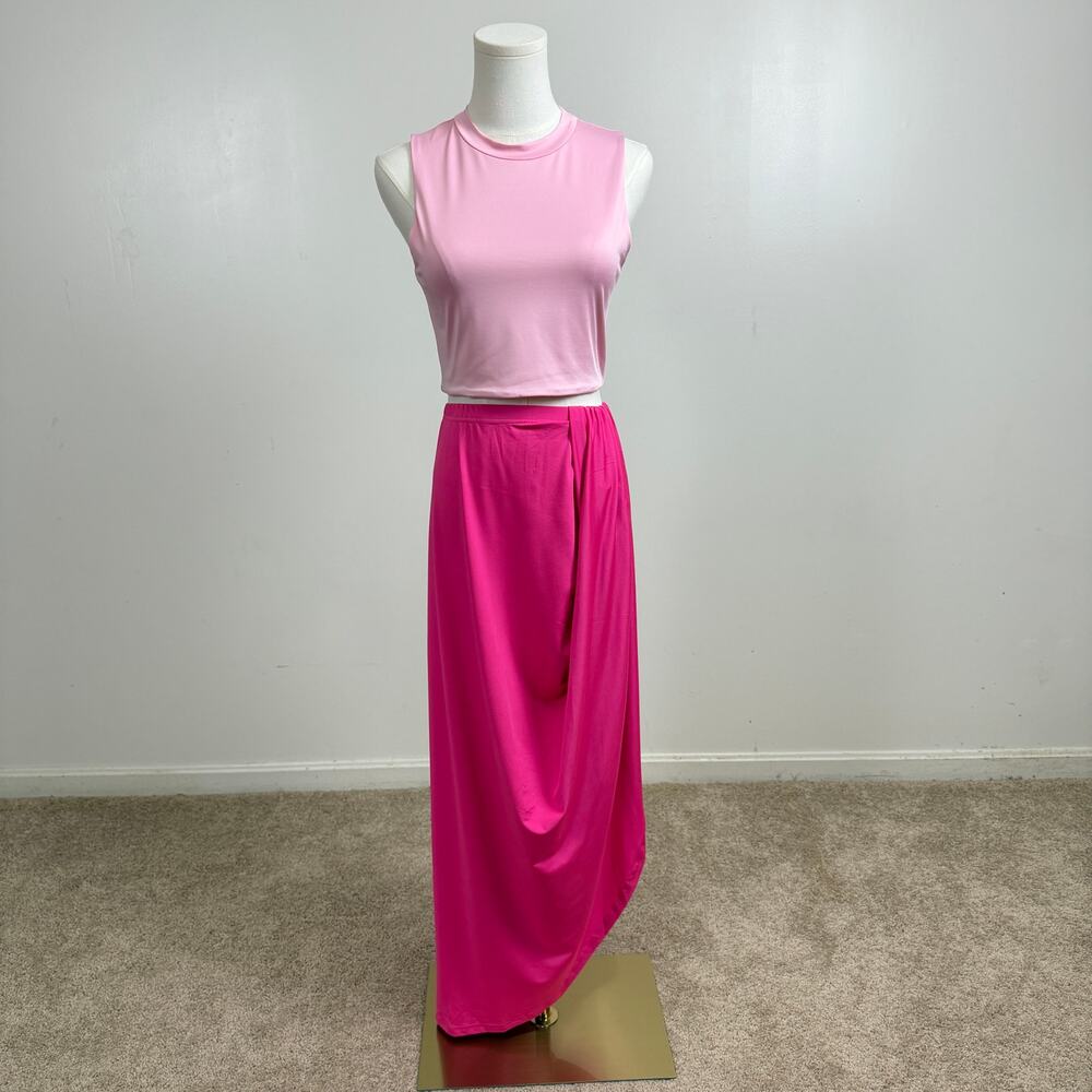 NWOT 2 Piece Skirt Sets for Women Crop Top Ruched Maxi Skirt Suiting S